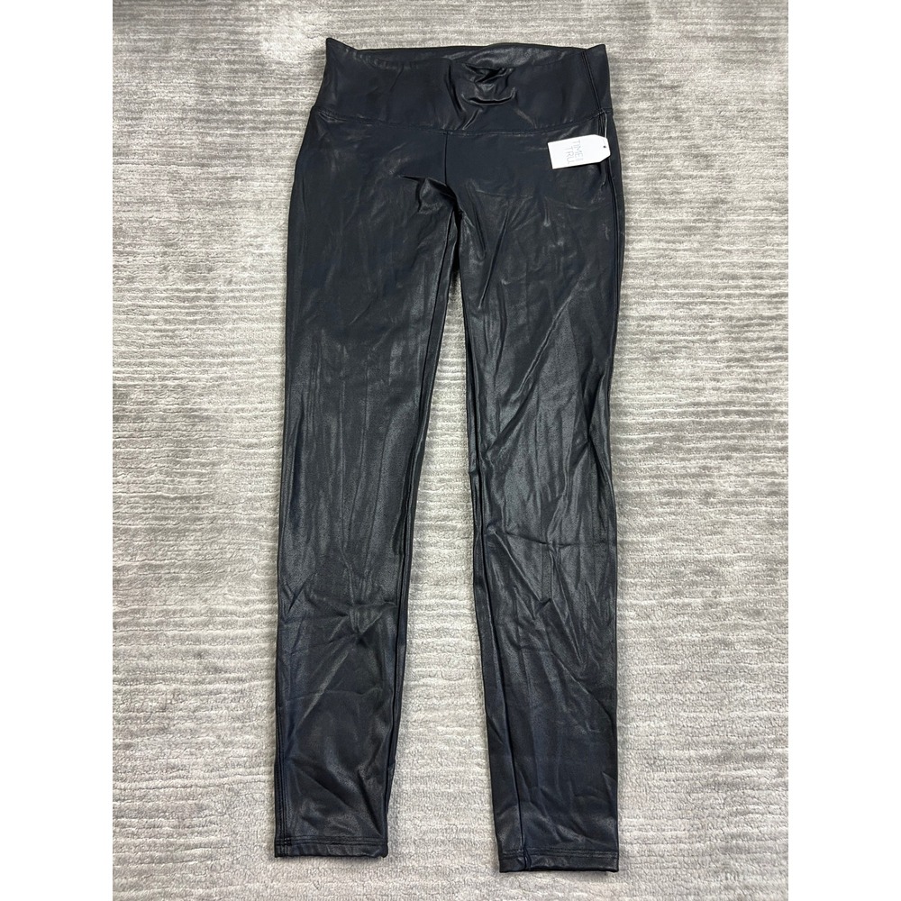 Time and Tru Leggings Womens L 12-14 Black Faux Leather High Rise Skinny Stretch